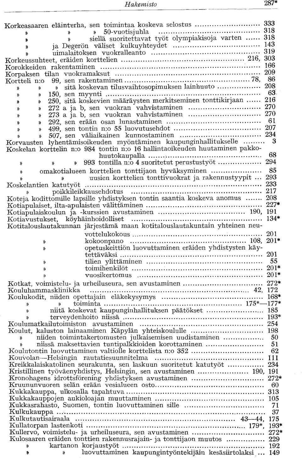 tilusvaihtosopimuksen lainhuuto 208 150, sen myynti 63 250, sitä koskevien määräysten merkitseminen tonttikirjaan 216 272 a ja b, sen vuokran vahvistaminen 270 273 a ja b, sen vuokran vahvistaminen