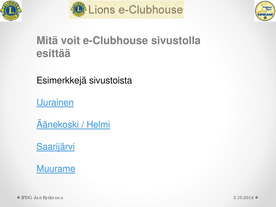 Esimerkkejä sivustoista