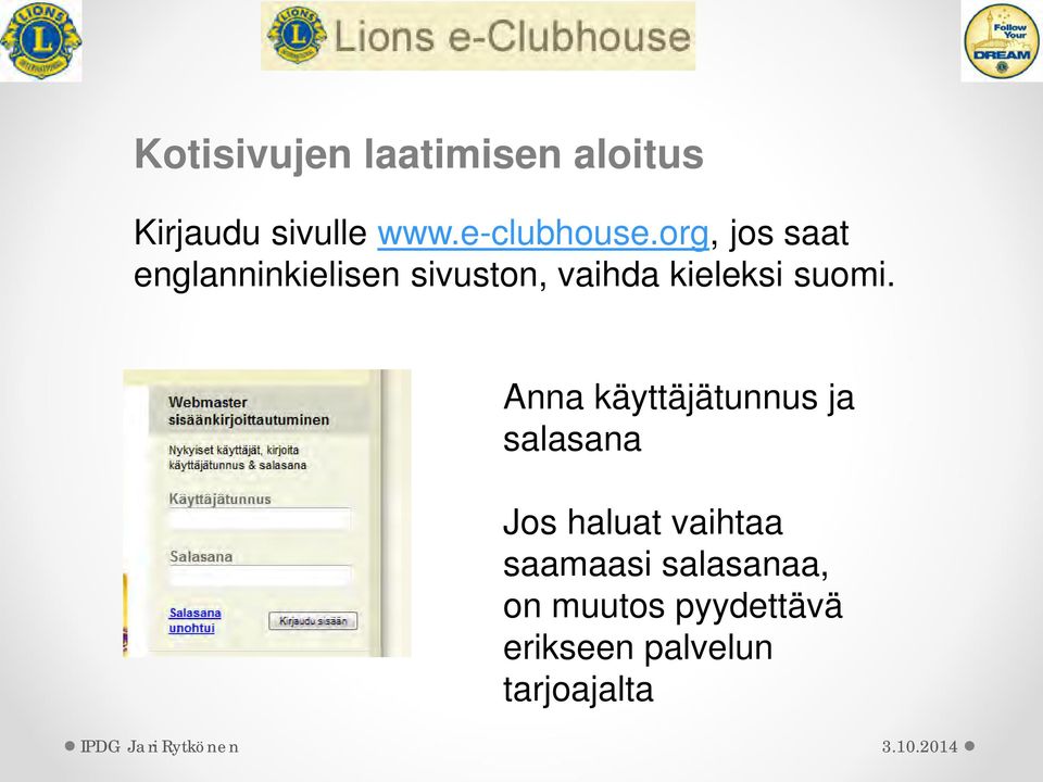 org, jos saat englanninkielisen sivuston, vaihda kieleksi