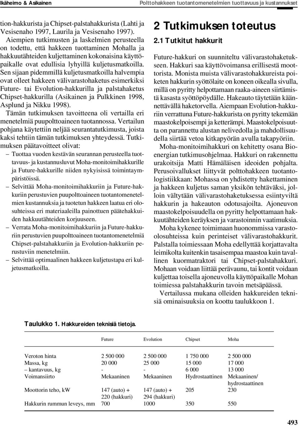 Sen sijaan pidemmillä kuljetusmatkoilla halvempia ovat olleet hakkeen välivarastohaketus esimerkiksi uture- tai Evolution-hakkurilla ja palstahaketus Chipset-hakkurilla (Asikainen ja Pulkkinen 1998,