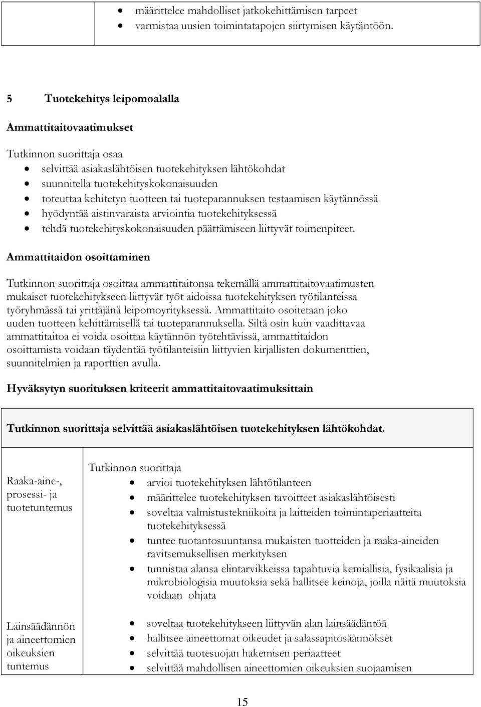 tuoteparannuksen testaamisen käytännössä hyödyntää aistinvaraista arviointia tuotekehityksessä tehdä tuotekehityskokonaisuuden päättämiseen liittyvät toimenpiteet.