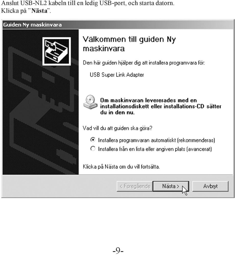 USB-port, och starta