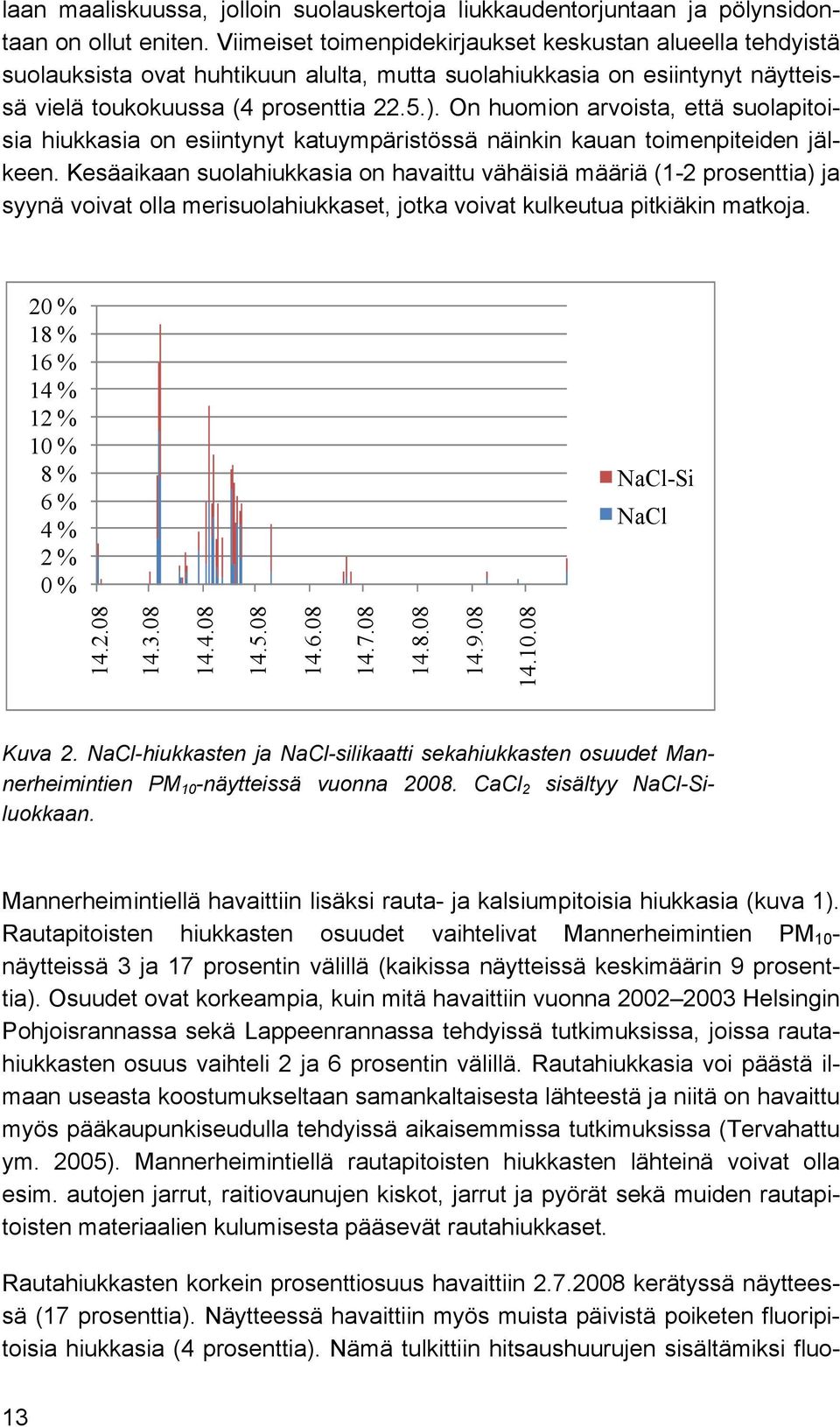 On huomion arvoista, että suolapitoisia hiukkasia on esiintynyt katuympäristössä näinkin kauan toimenpiteiden jälkeen.