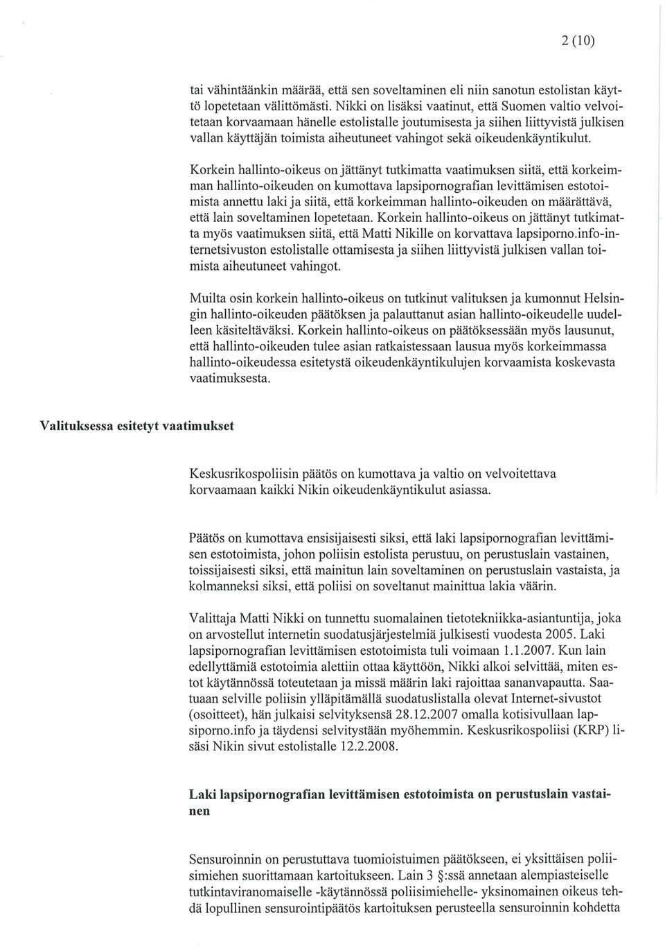oikeudenkäynti kulut.