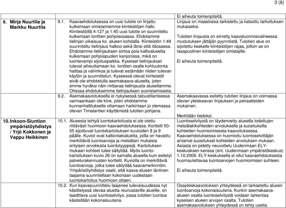 Kiinteistön 1:49 suunniteltu tielinjaus halkoo sekä länsi että itäosassa. Ehdotamme tielinjauksen siirtoa pois kallioalueelta kulkemaan pohjoispuolen kanjonissa, mikä on luontevampi sijoituspaikka.