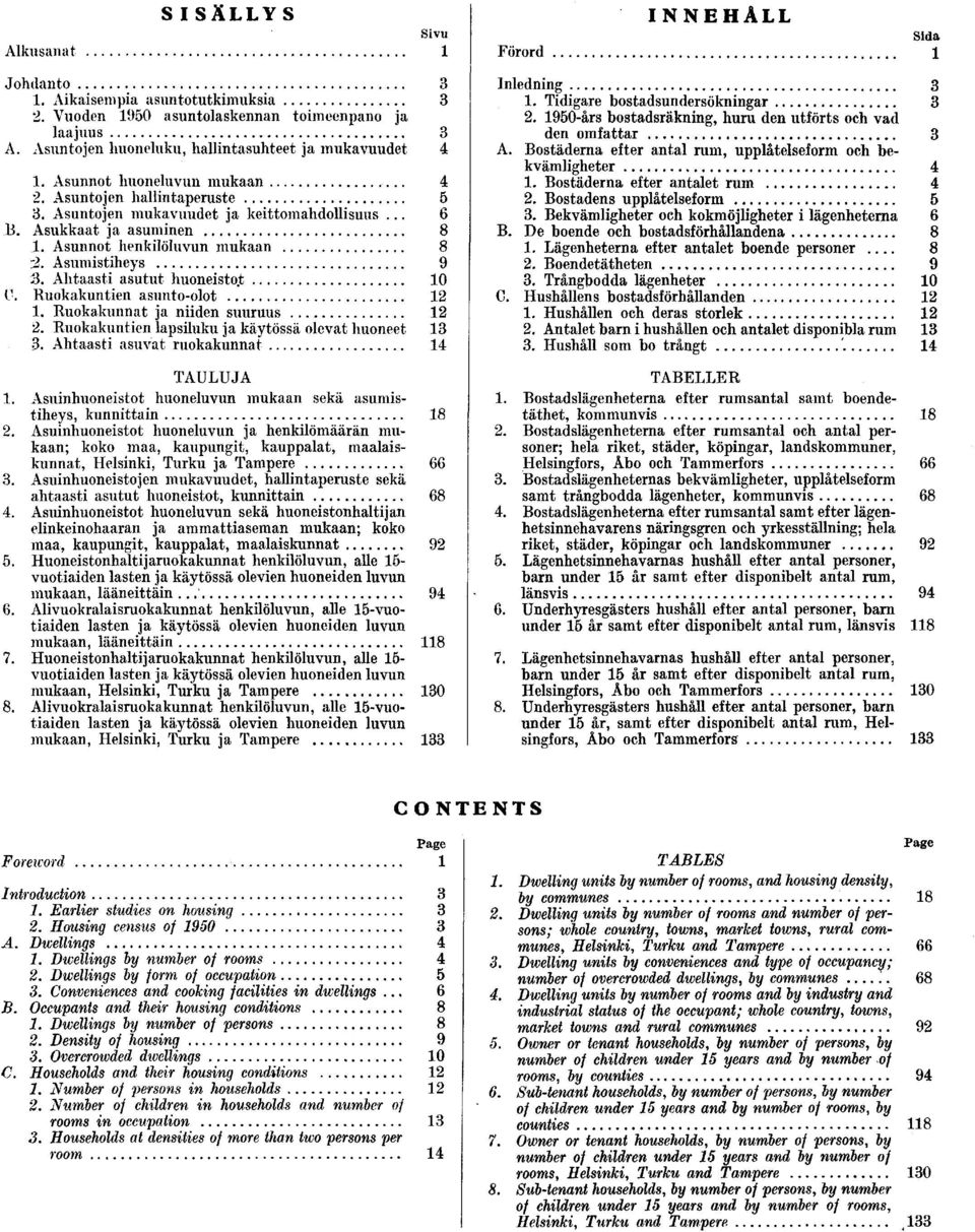 Ruokakunnat ja niiden suuruus. Ruokakuntien lapsiluku ja käytössä olevat huoneet. Ahtaasti asuvat ruokakunnat TAULUJA. Asuinhuoneistot huoneluvun mukaan sekä asumistiheys, kunnittain.