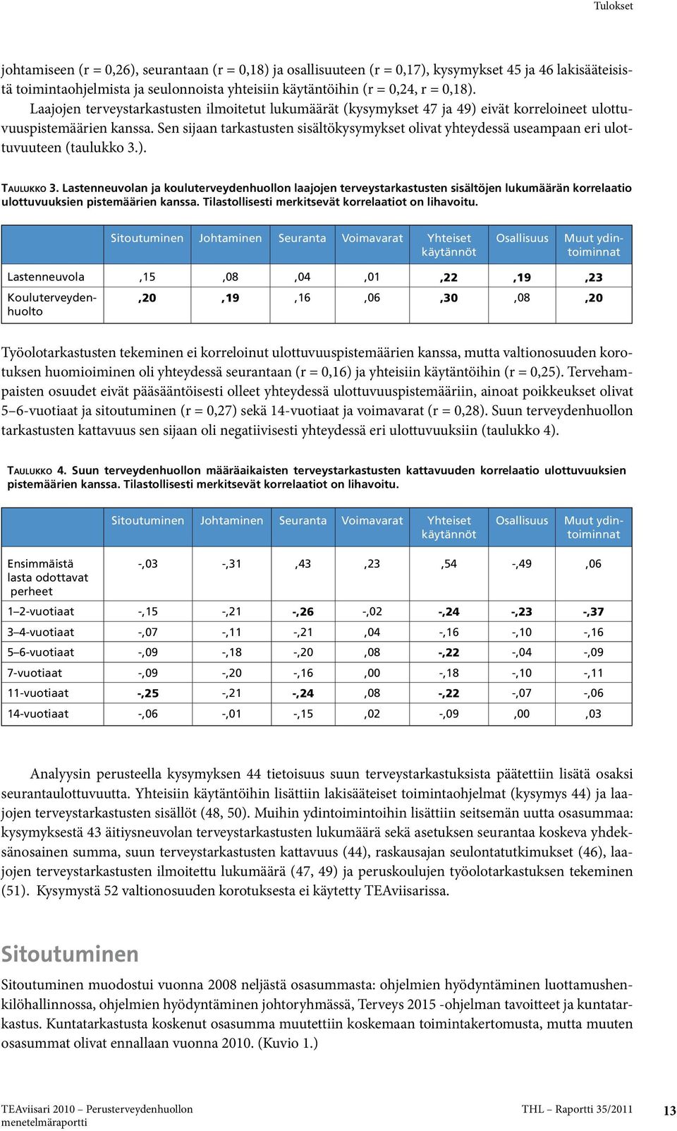 Sen sijaan tarkastusten sisältökysymykset olivat yhteydessä useampaan eri ulottuvuuteen (taulukko 3.). Taulukko 3.