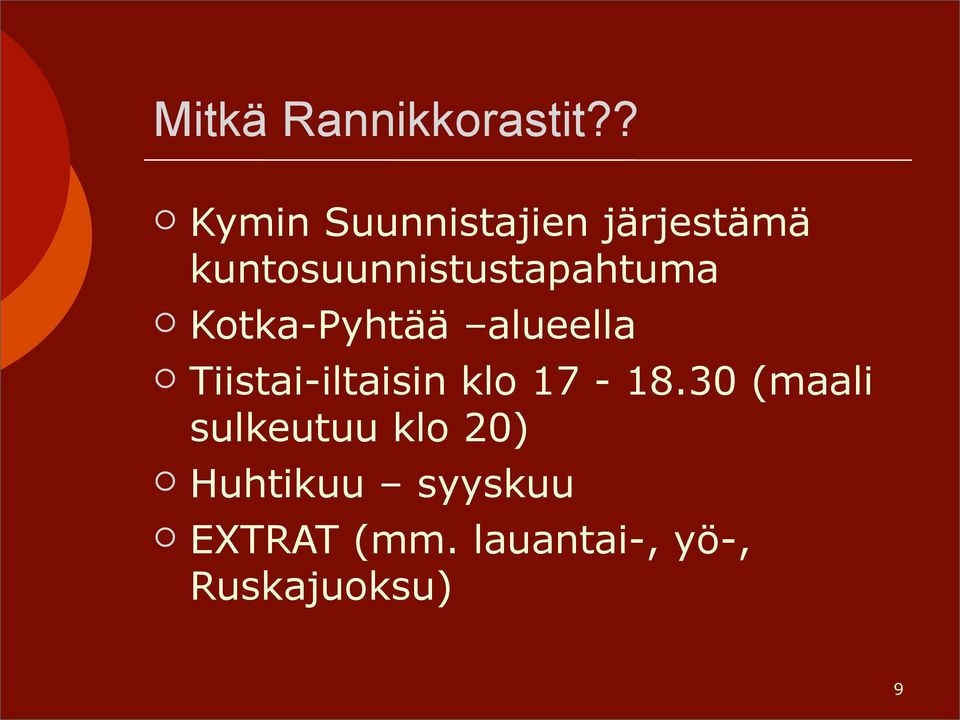 kuntosuunnistustapahtuma Kotka-Pyhtää alueella