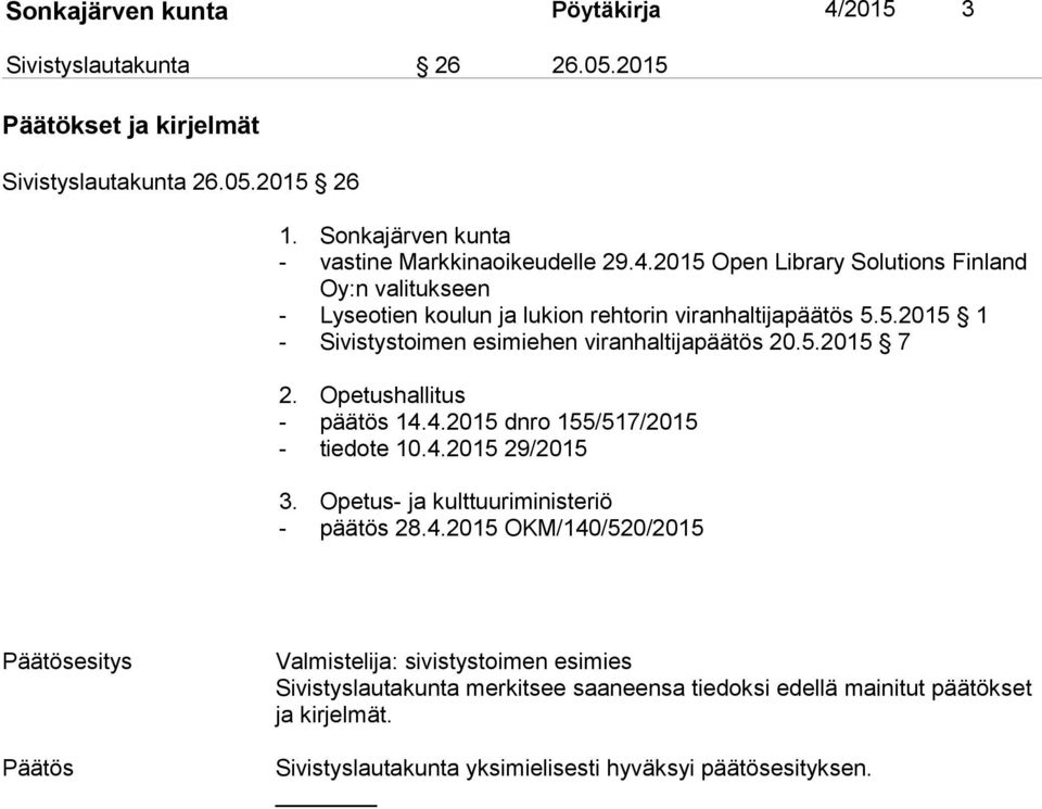 Opetushallitus - päätös 14.