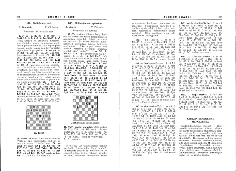 . Lh3 Lg7 0. Lg5 Da5 (Johdonmukaisempi oli ensin h6).. Dd Ld7. Lxf6! Lxl6 3. Rd5 Dxd+ 4. Kxd Tc8 5. Rx6+ exl6 6. Tadl Ke7 7. Ld5! Lc6 8. h3 Lxd5 9. exd5 5 0. c4 (Valkean etu on paljastunut.