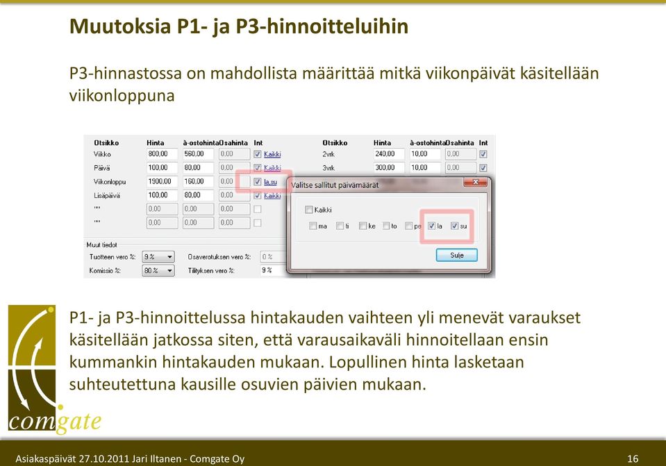 menevät varaukset käsitellään jatkossa siten, että varausaikaväli hinnoitellaan ensin