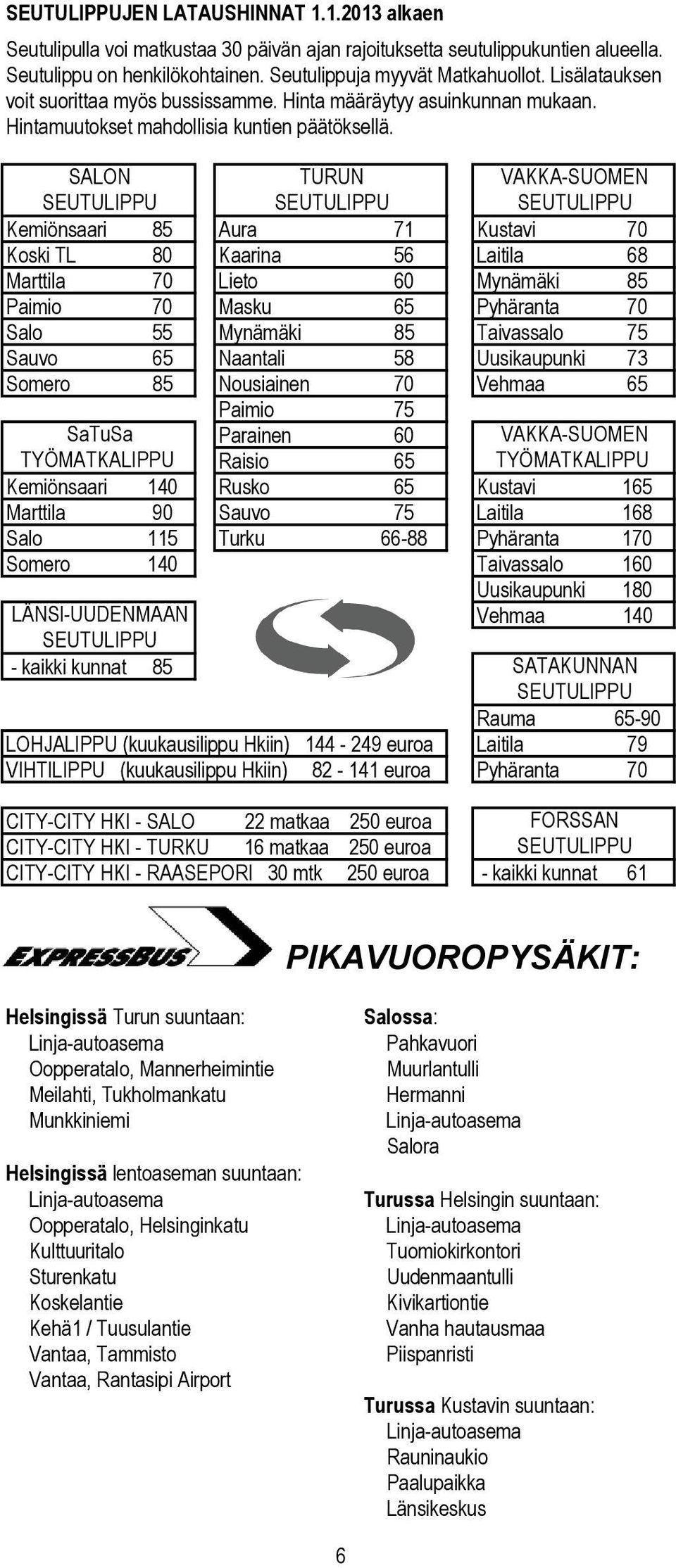 SALON SEUTULIPPU SEUTULIPPU SEUTULIPPU Kemiönsaari 85 Aura 71 Kustavi 70 Koski TL 80 Kaarina 56 Laitila 68 Marttila 70 Lieto 60 Mynämäki 85 Paimio 70 Masku 65 Pyhäranta 70 Salo 55 Mynämäki 85