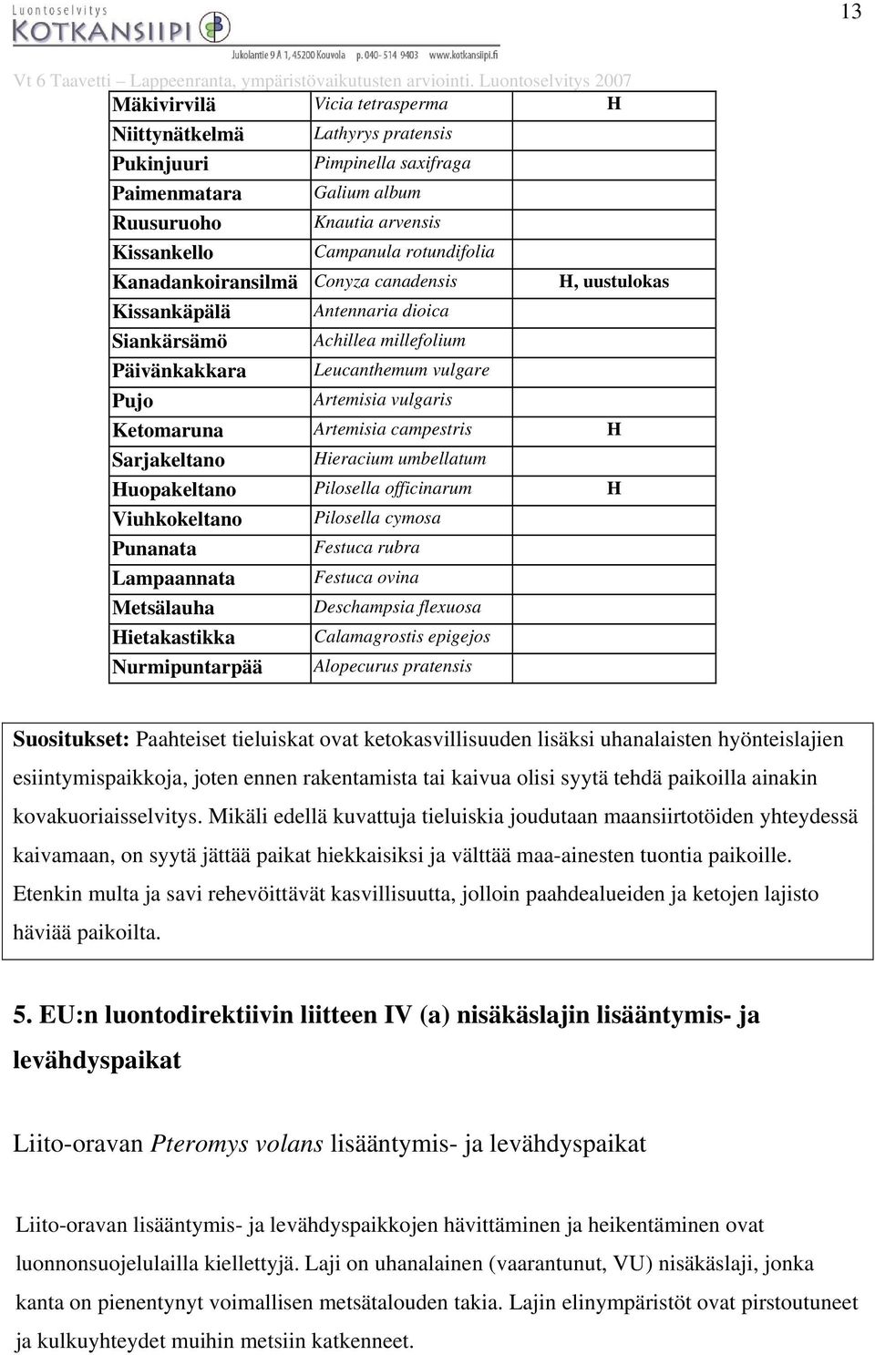 campestris H Sarjakeltano Hieracium umbellatum Huopakeltano Pilosella officinarum H Viuhkokeltano Pilosella cymosa Punanata Festuca rubra Lampaannata Metsälauha Hietakastikka Nurmipuntarpää Festuca