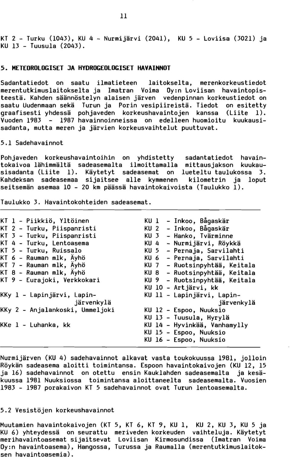 Kahden saannostelyn alaisen jarven vedenpinnan korkeustiedot on saatu Uudenmaan seka Turun ja Porin vesipiireista.