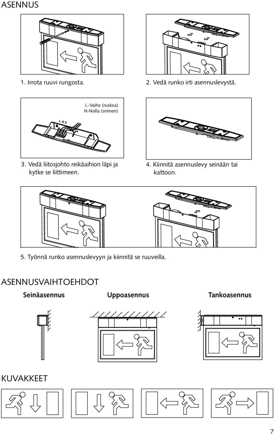 Vedä liitosjohto reikäaihion läpi ja kytke se liittimeen. 4.