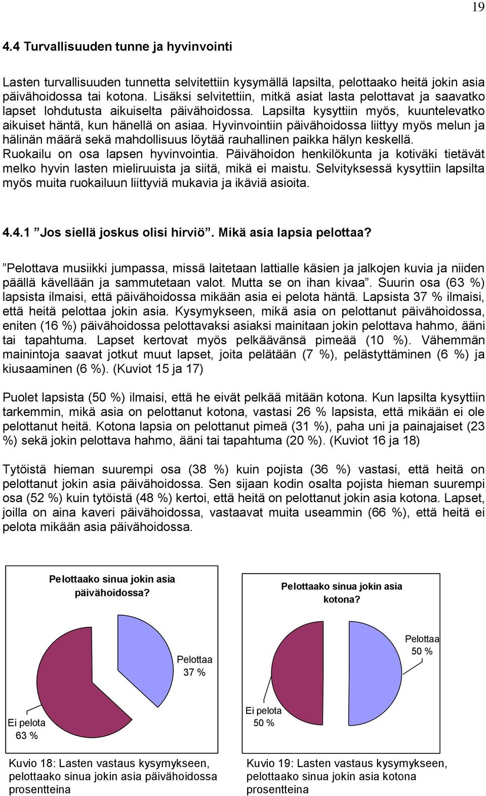 Hyvinvointiin päivähoidossa liittyy myös melun ja hälinän määrä sekä mahdollisuus löytää rauhallinen paikka hälyn keskellä. Ruokailu on osa lapsen hyvinvointia.