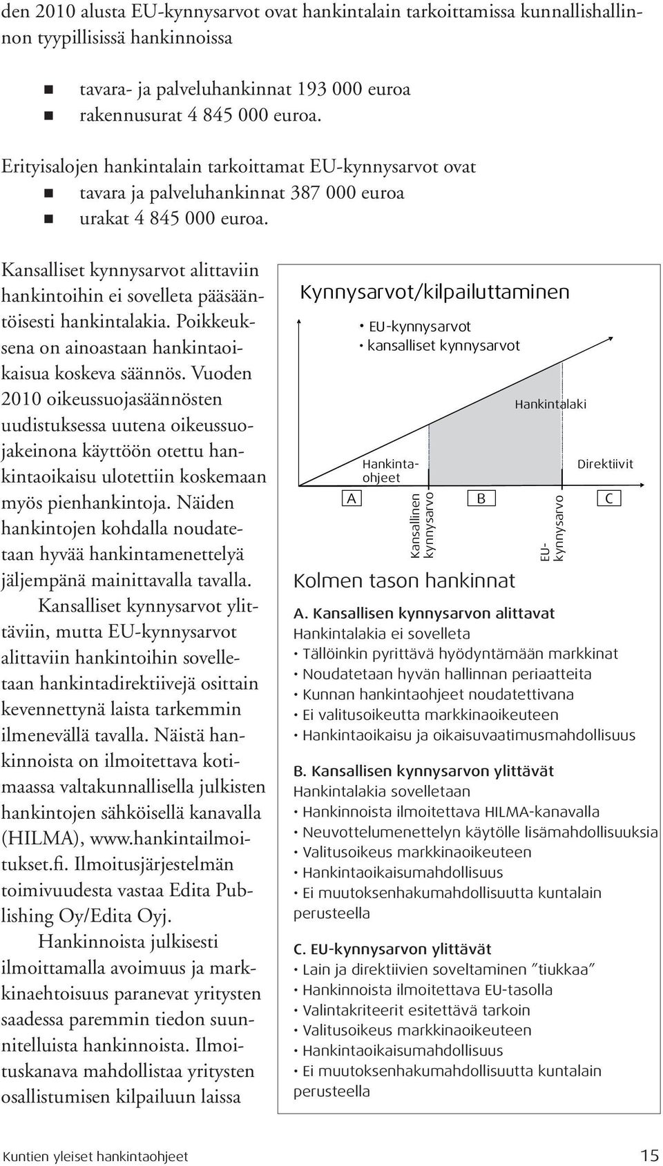 Kansalliset kynnysarvot alittaviin hankintoihin ei sovelleta pääsääntöisesti hankintalakia. Poikkeuksena on ainoastaan hankintaoikaisua koskeva säännös.