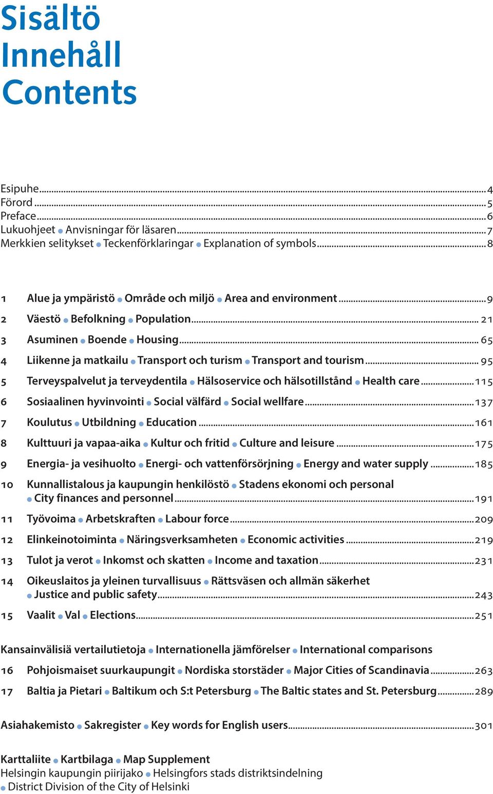 .. 95 5 Terveyspalvelut ja terveydentila Hälsoservice och hälsotillstånd Health care...115 6 Sosiaalinen hyvinvointi Social välfärd Social wellfare...137 7 Koulutus Utbildning Education.