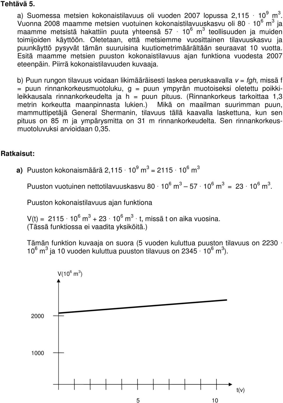 Oletetaan, että metsiemme vuosittainen tilavuuskasvu ja puunkäyttö pysyvät tämän suuruisina kuutiometrimäärältään seuraavat 10 vuotta.