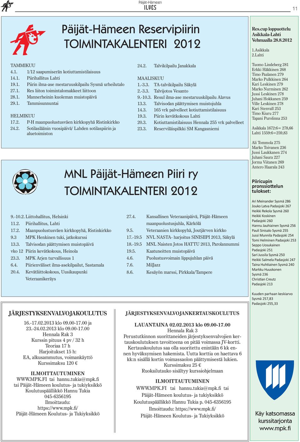 2. Talvikilpailu Janakkala MAALISKUU 1.-3.3. TA-talvikilpailu Säkylä 2.-3.3. Talvijotos Vesanto 9.-10.3. Resul ilma-ase mestaruuskilpailu Alavus 13.3. Talvisodan päättymisen muistojuhla 14.3. 165 vrk palvelleet kotiuttamistilaisuus 19.