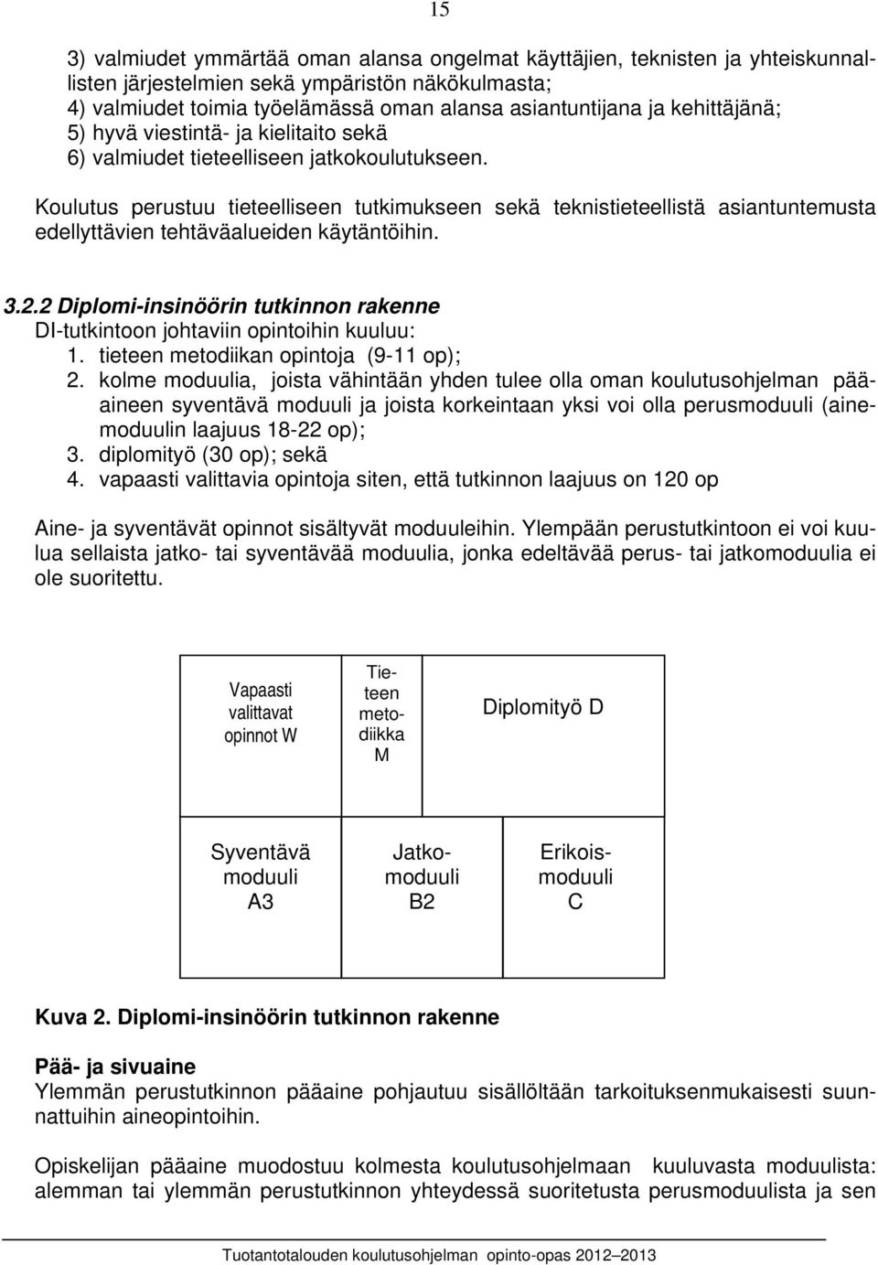 Koulutus perustuu tieteelliseen tutkimukseen sekä teknistieteellistä asiantuntemusta edellyttävien tehtäväalueiden käytäntöihin. 3.2.