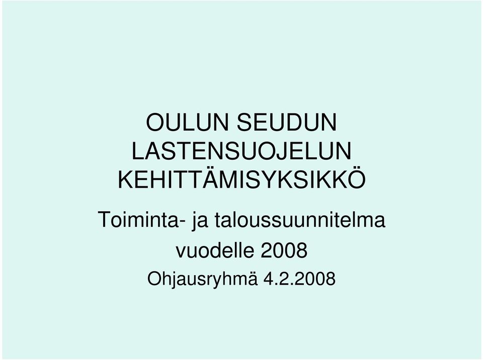 ja taloussuunnitelma