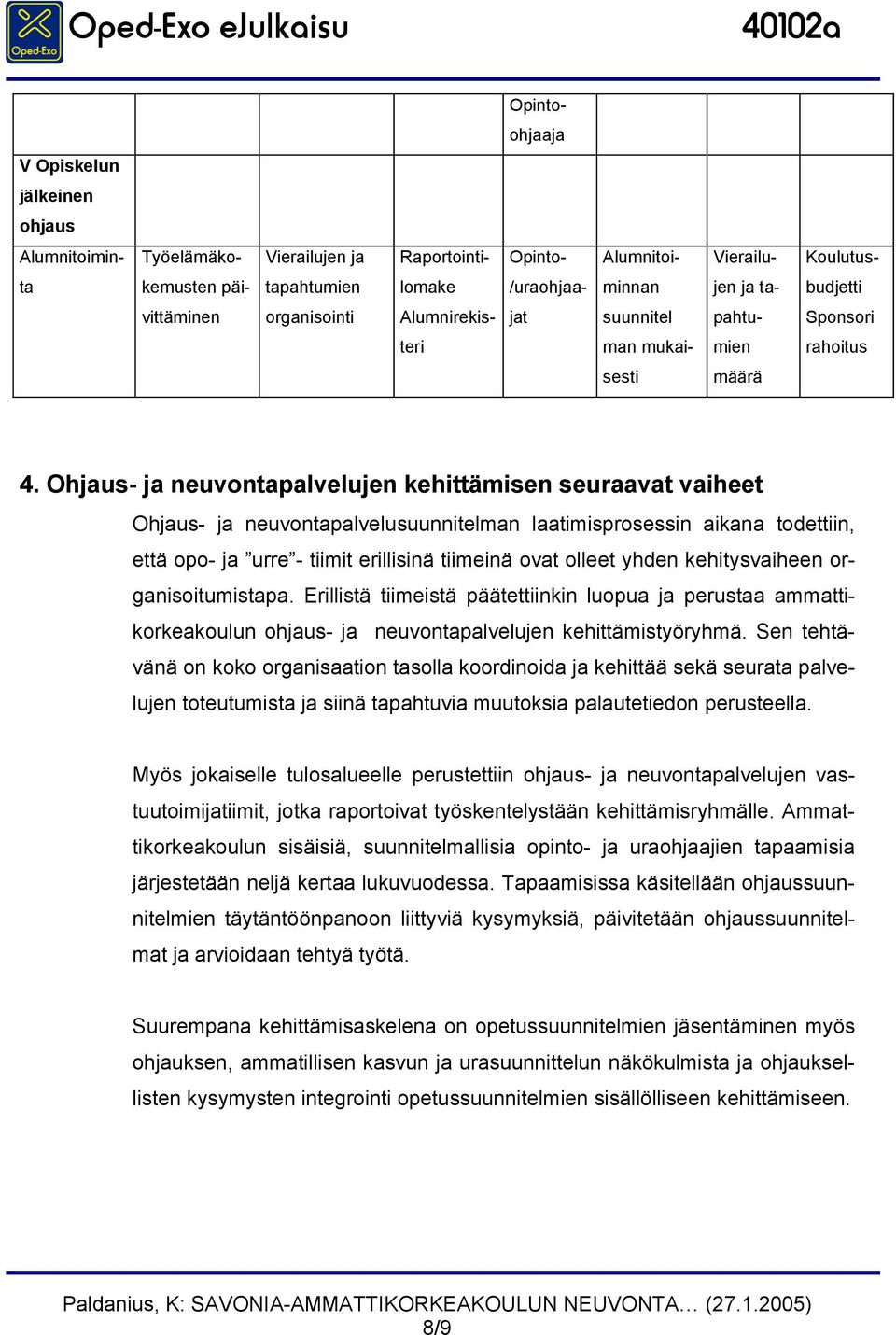 Ohjaus- ja neuvontapalvelujen kehittämisen seuraavat vaiheet Ohjaus- ja neuvontapalvelusuunnitelman laatimisprosessin aikana todettiin, että opo- ja urre - tiimit erillisinä tiimeinä ovat olleet