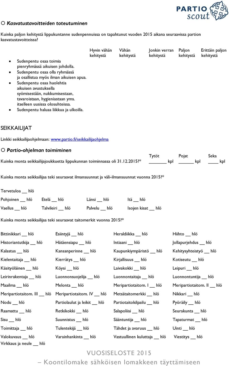 Sudenpentu osaa huolehtia aikuisen avustuksella syömisestään, nukkumisestaan, tavaroistaan, hygieniastaan yms. itselleen uusissa olosuhteissa. Sudenpentu haluaa liikkua ja ulkoilla.