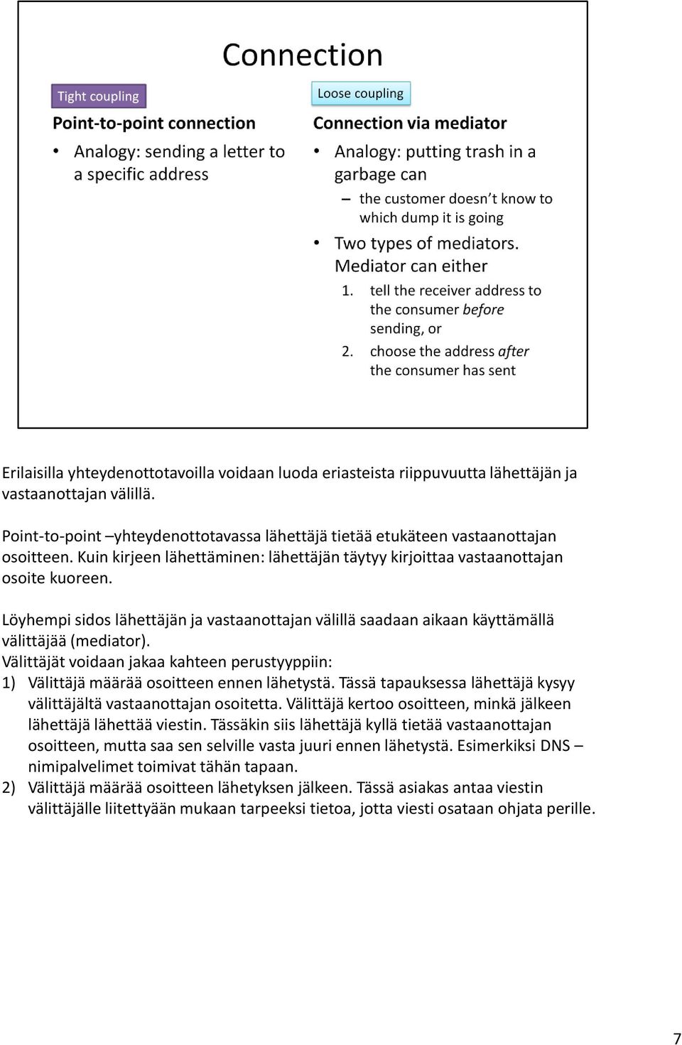 Välittäjät voidaan jakaa kahteen perustyyppiin: 1) Välittäjä määrää osoitteen ennen lähetystä. Tässä tapauksessa lähettäjä kysyy välittäjältä vastaanottajan osoitetta.
