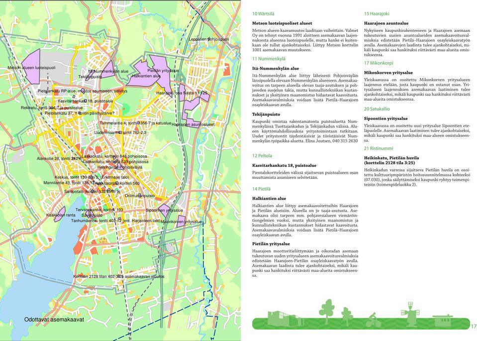 Laaksokatu, korttelin 648 pohjoisosa Alankotie 28, tontti 242-8 Laaksokatu, korttelin 639 pohjoisosa Helsingintie-Pohjoisväylä Keskus, tontit 139-8 ja 9 (Erkomaan talo) Mannilantie 43, tontti