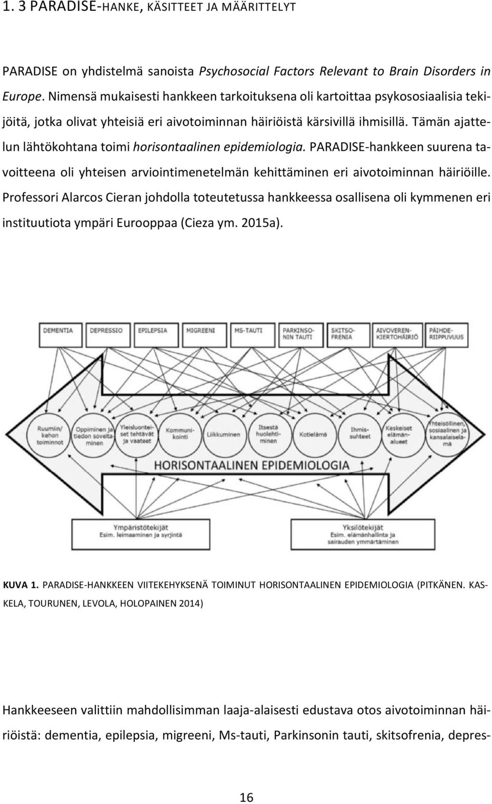 Tämän ajattelun lähtökohtana toimi horisontaalinen epidemiologia. PARADISE-hankkeen suurena tavoitteena oli yhteisen arviointimenetelmän kehittäminen eri aivotoiminnan häiriöille.