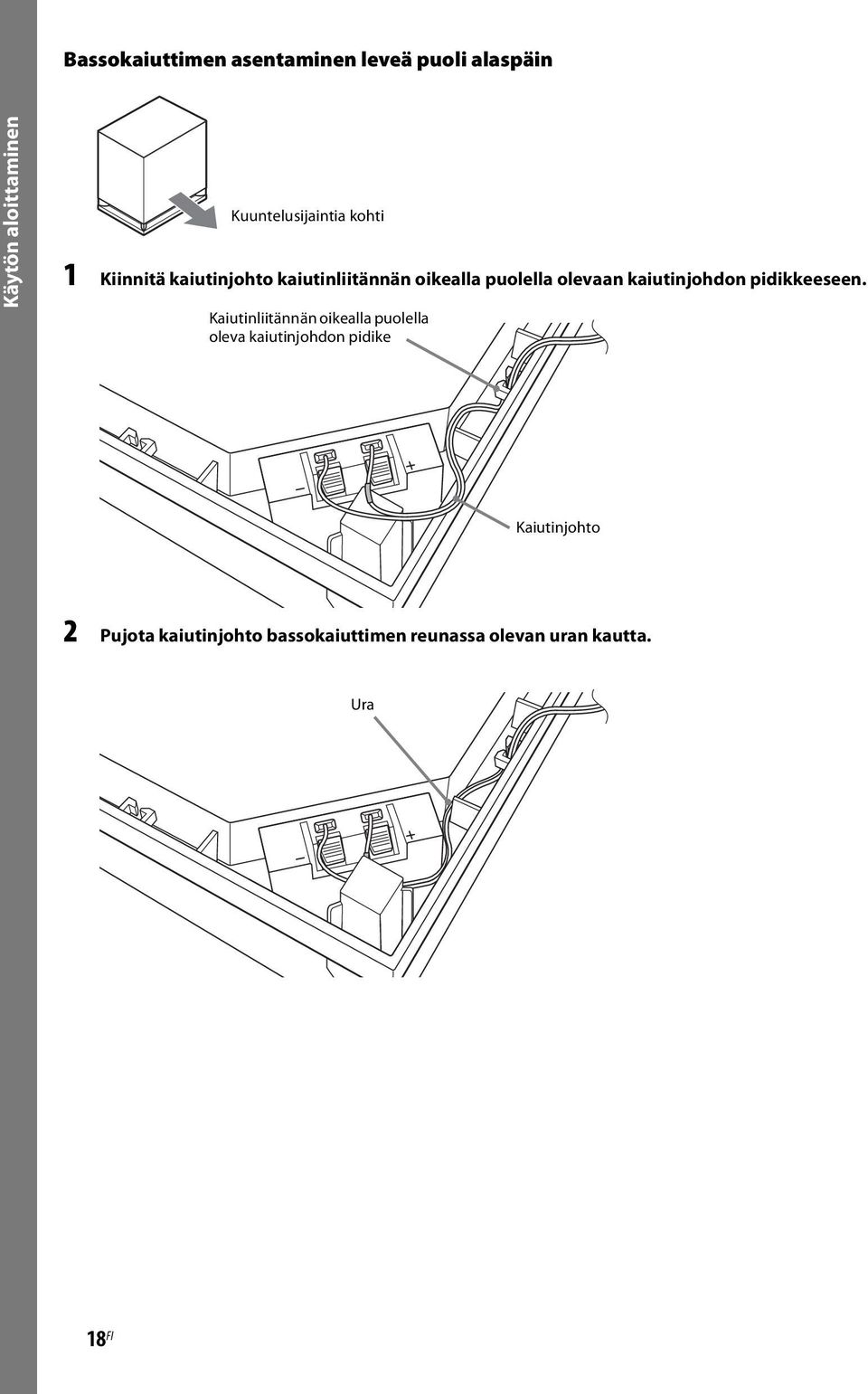 olevaan kaiutinjohdon pidikkeeseen.