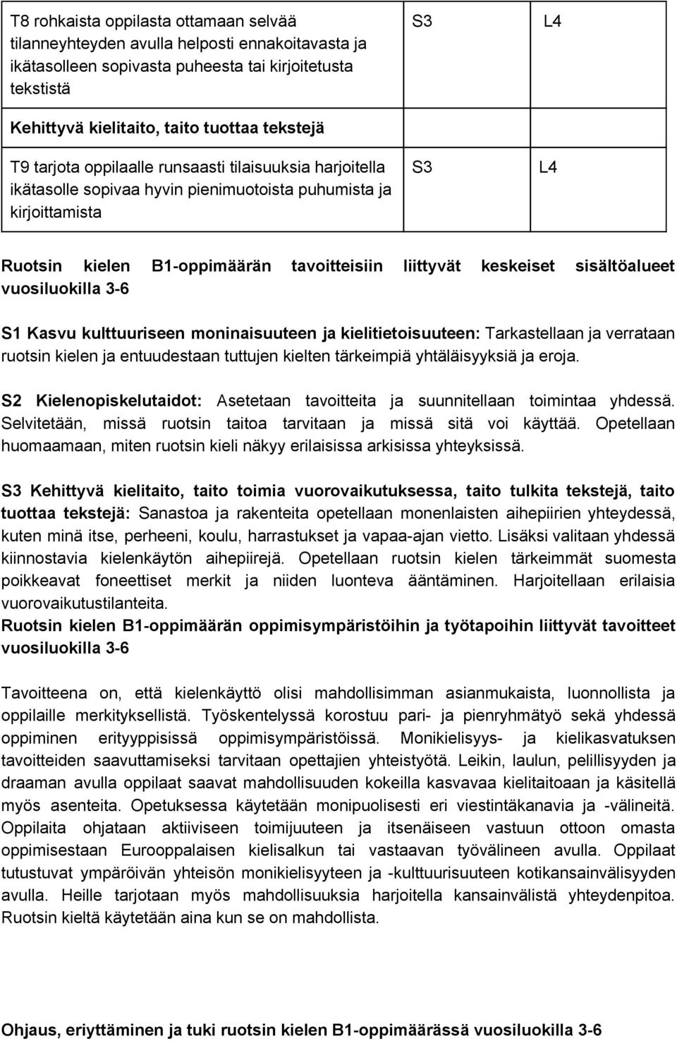 sisältöalueet vuosiluokilla 3 6 Kasvu kulttuuriseen moninaisuuteen ja kielitietoisuuteen: Tarkastellaan ja verrataan ruotsin kielen ja entuudestaan tuttujen kielten tärkeimpiä yhtäläisyyksiä ja eroja.