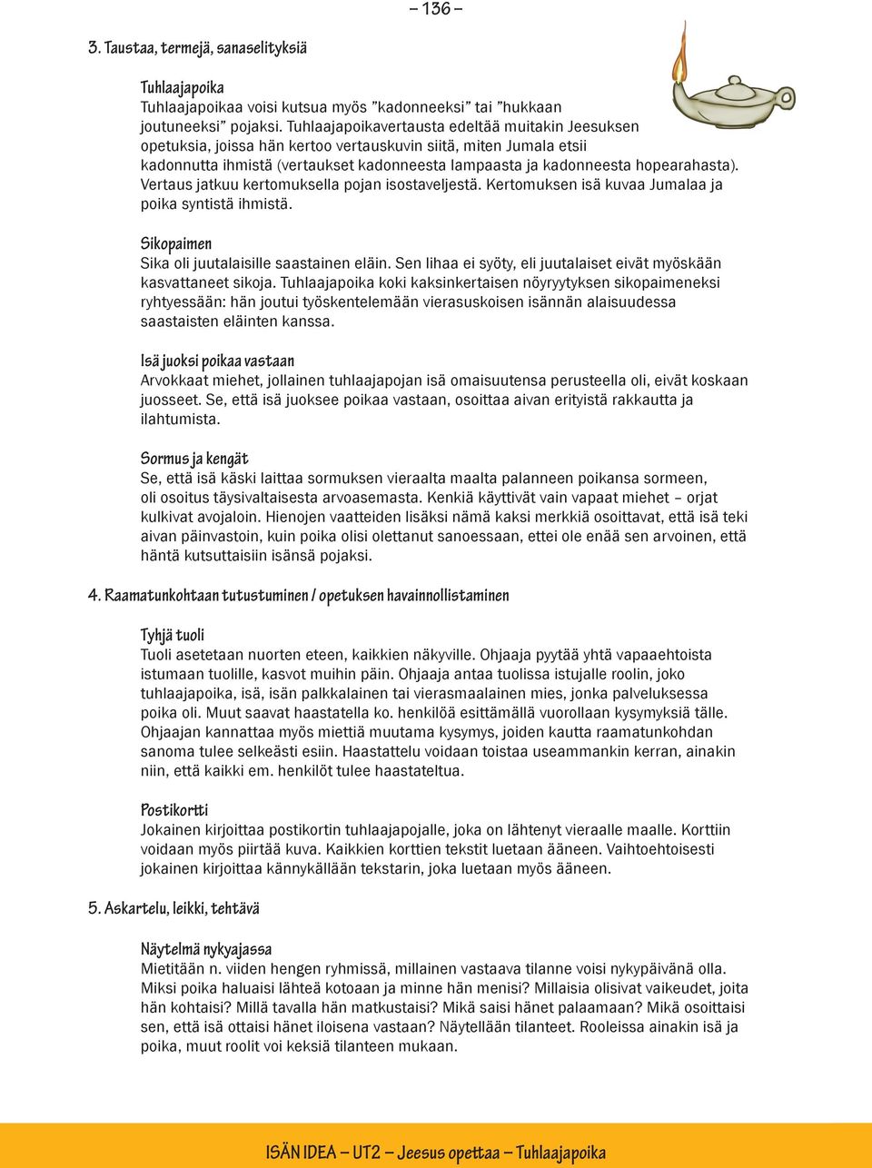 Vertaus jatkuu kertomuksella pojan isostaveljestä. Kertomuksen isä kuvaa Jumalaa ja poika syntistä ihmistä. Sikopaimen Sika oli juutalaisille saastainen eläin.