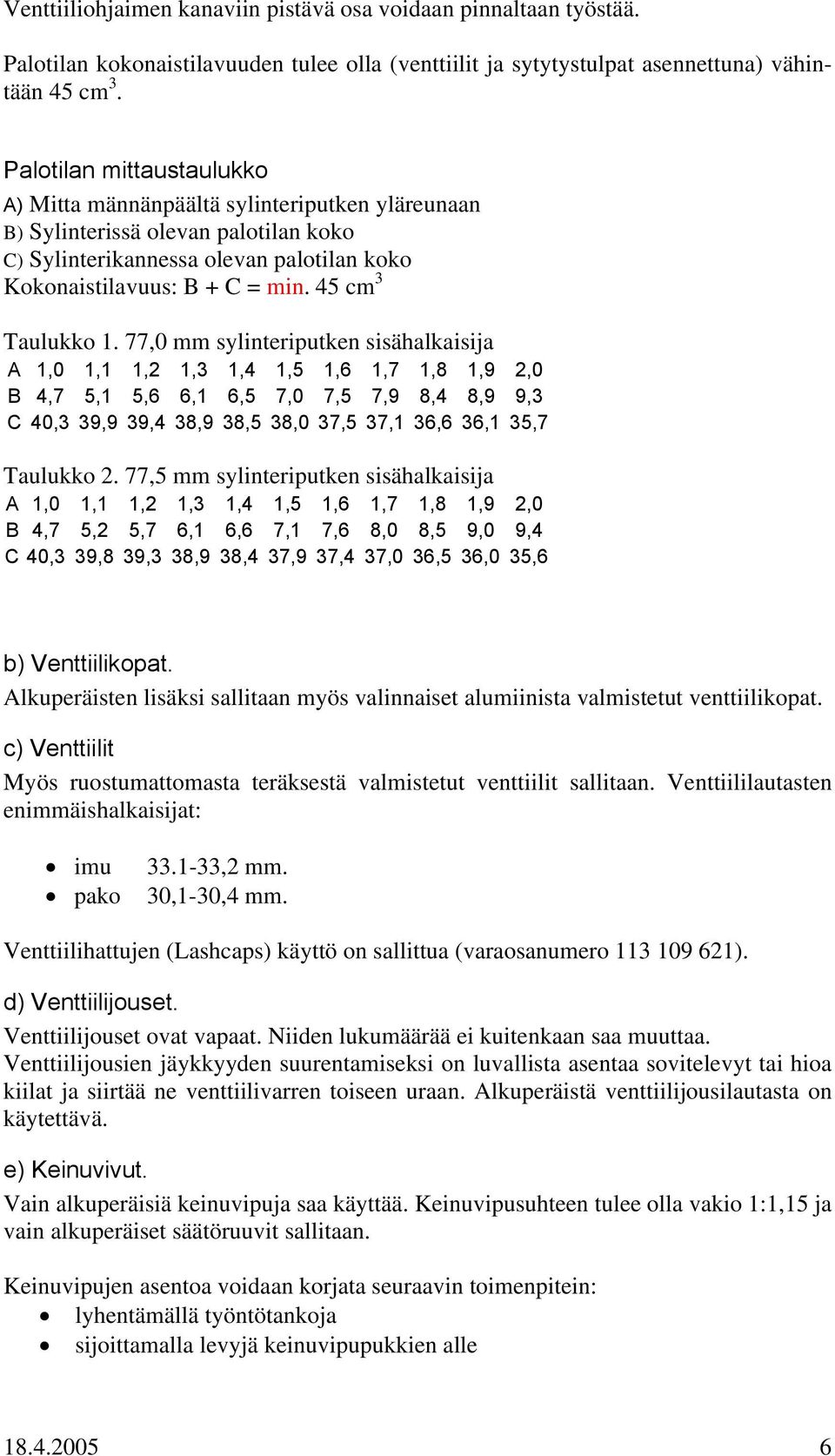 45 cm 3 Taulukko 1.