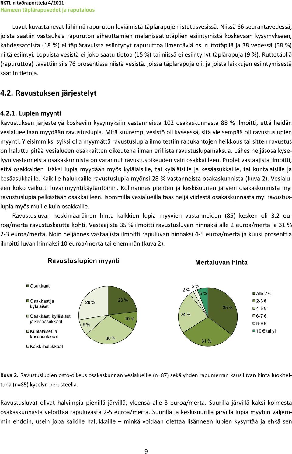 ilmentäviä ns. ruttotäpliä ja 38 vedessä (58 %) niitä esiintyi. Lopuista vesistä ei joko saatu tietoa (15 %) tai niissä ei esiintynyt täplärapuja (9 %).