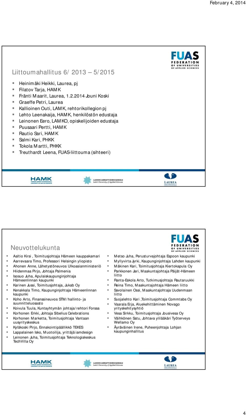 15 Heinimäki Heikki, Laurea, pj Filatov Tarja, HAMK Fränti Maarit, Laurea, 1.2.