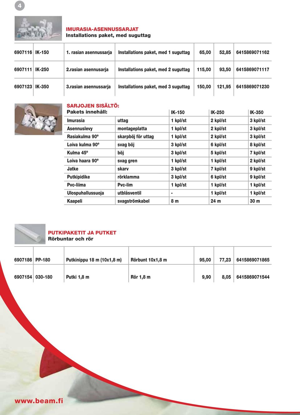 rasian asennussarja Installations paket, med 3 suguttag 150,00 121,95 6415869071230 SARJOJEN SISÄLTÖ: Pakets innehåll: IK-150 IK-250 IK-350 Imurasia uttag 1 kpl/st 2 kpl/st 3 kpl/st Asennuslevy