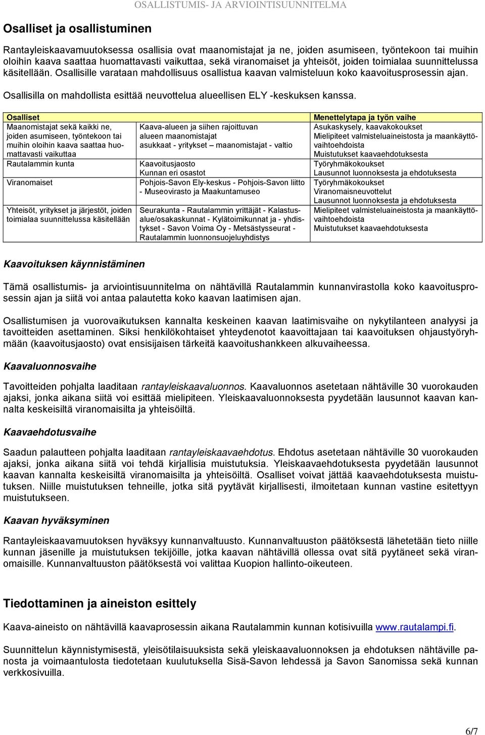 Osallisilla on mahdollista esittää neuvottelua alueellisen ELY -keskuksen kanssa.
