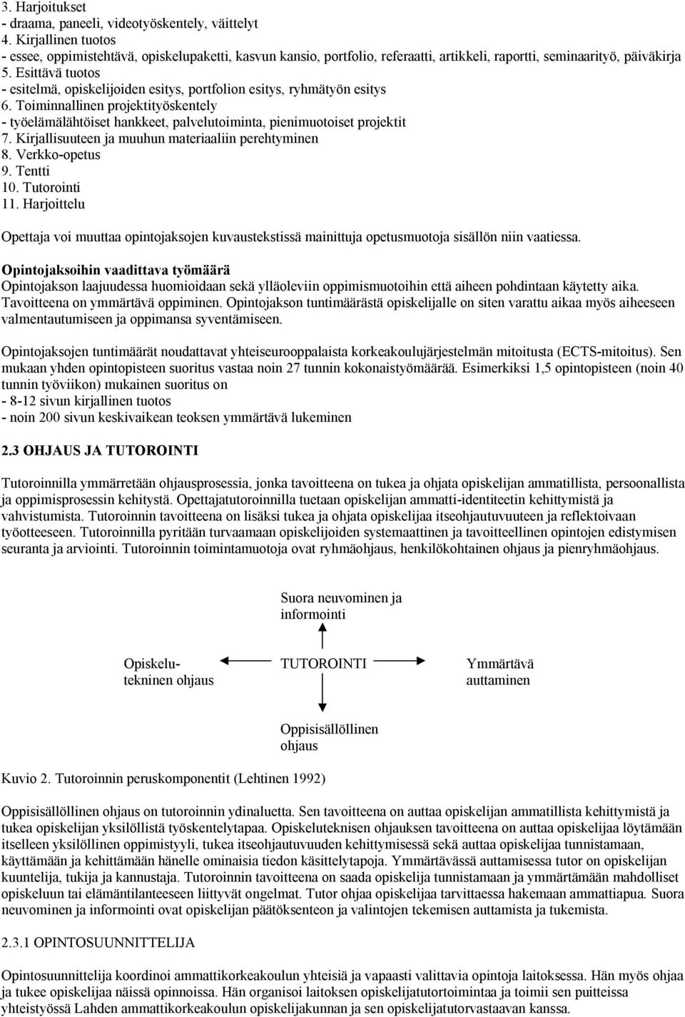 Esittävä tuotos - esitelmä, opiskelijoiden esitys, portfolion esitys, ryhmätyön esitys 6. Toiminnallinen projektityöskentely - työelämälähtöiset hankkeet, palvelutoiminta, pienimuotoiset projektit 7.