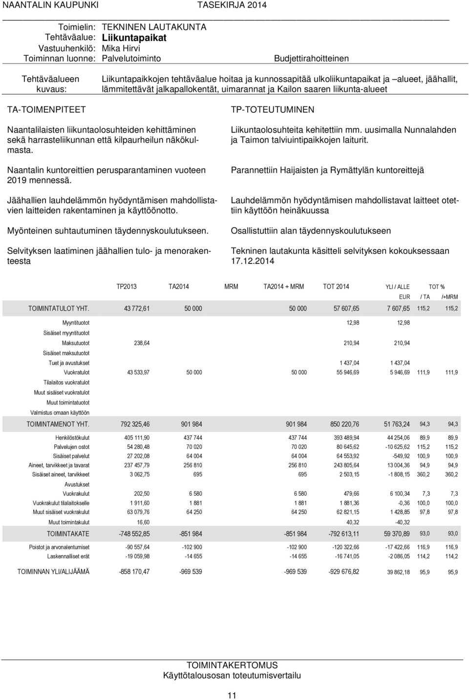 liikuntaolosuhteiden kehittäminen sekä harrasteliikunnan että kilpaurheilun näkökulmasta. Naantalin kuntoreittien perusparantaminen vuoteen 2019 mennessä.