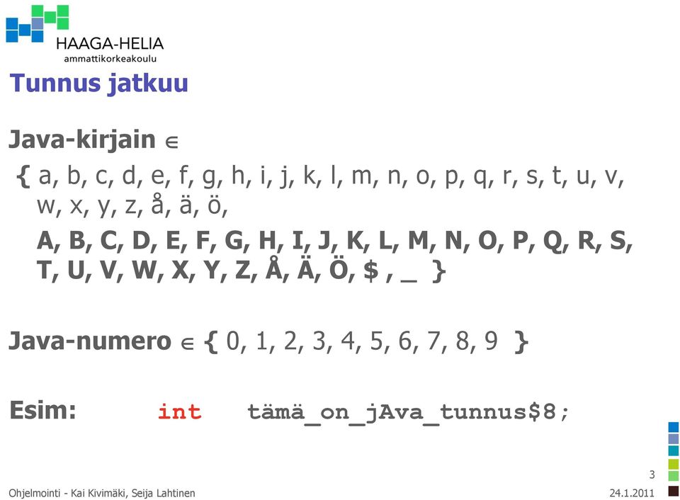 Q, R, S, T, U, V, W, X, Y, Z, Å, Ä, Ö, $, _ } Java-numero { 0, 1, 2, 3, 4, 5, 6,