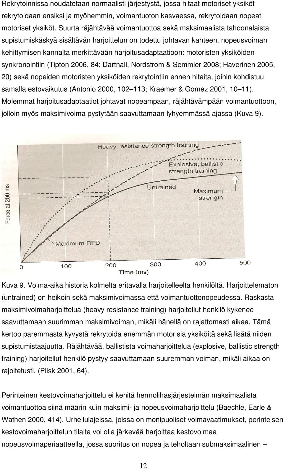 harjoitusadaptaatioon: motoristen yksiköiden synkronointiin (Tipton 2006, 84; Dartnall, Nordstrom & Semmler 2008; Haverinen 2005, 20) sekä nopeiden motoristen yksiköiden rekrytointiin ennen hitaita,