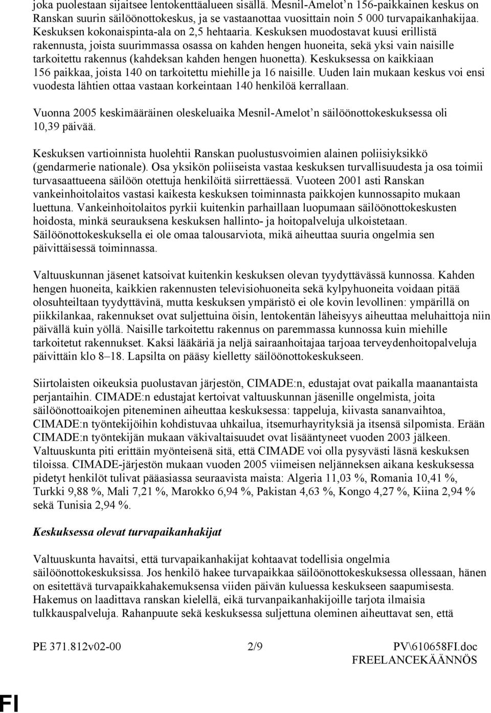 Keskuksen muodostavat kuusi erillistä rakennusta, joista suurimmassa osassa on kahden hengen huoneita, sekä yksi vain naisille tarkoitettu rakennus (kahdeksan kahden hengen huonetta).