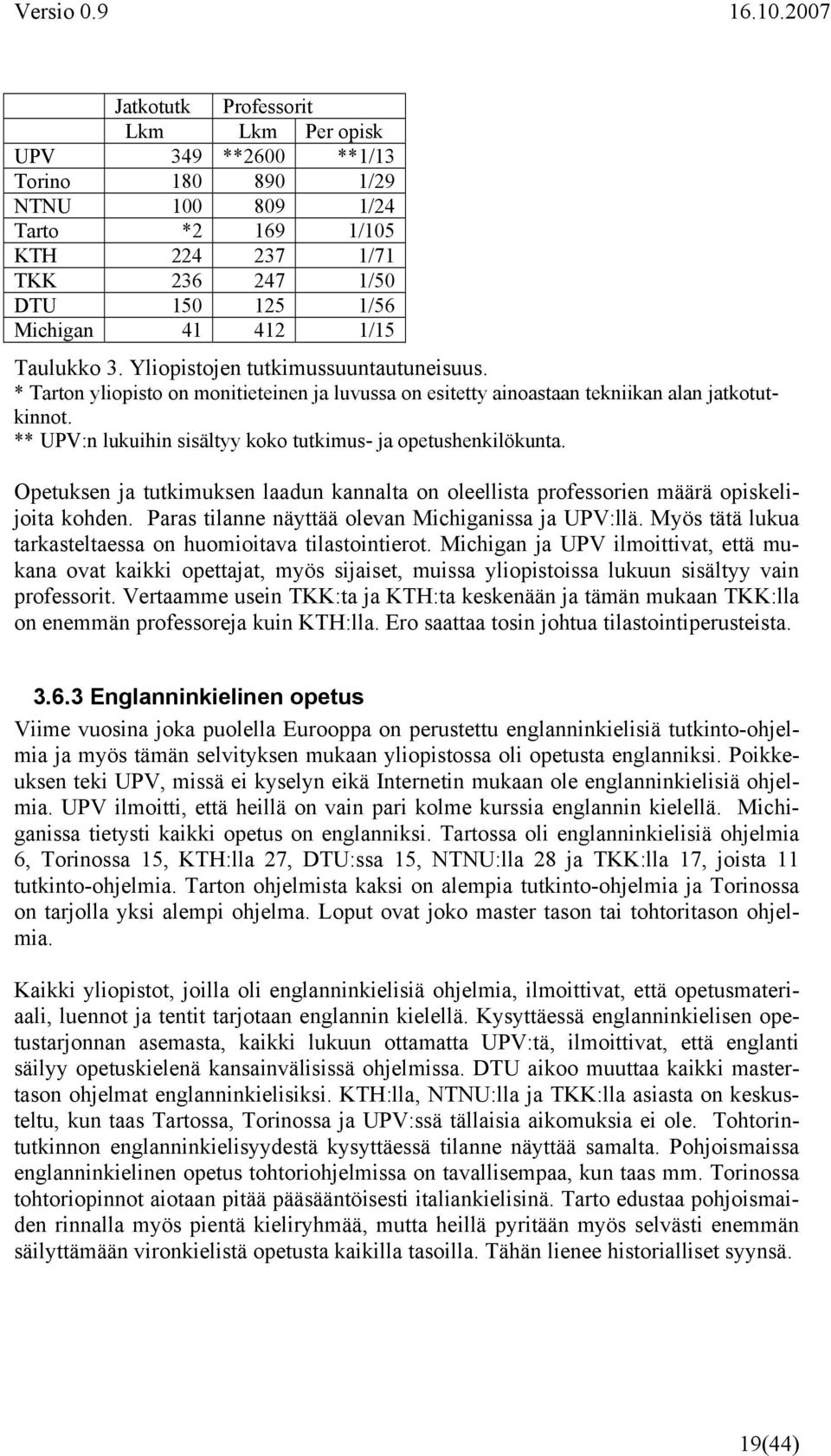 ** UPV:n lukuihin sisältyy koko tutkimus- ja opetushenkilökunta. Opetuksen ja tutkimuksen laadun kannalta on oleellista professorien määrä opiskelijoita kohden.