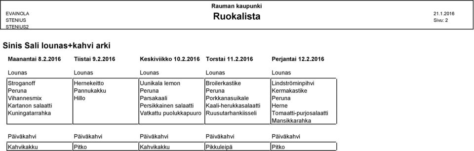 Kermakastike Vihannesmix Hillo Parsakaali Porkkanasuikale Peruna Kartanon salaatti Persikkainen salaatti