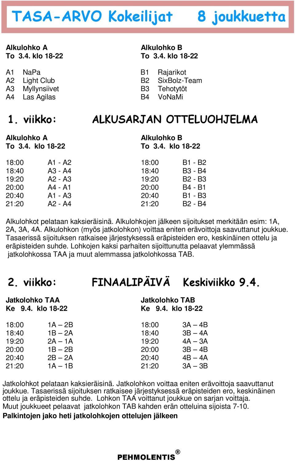 klo 18-22 To 3.4.