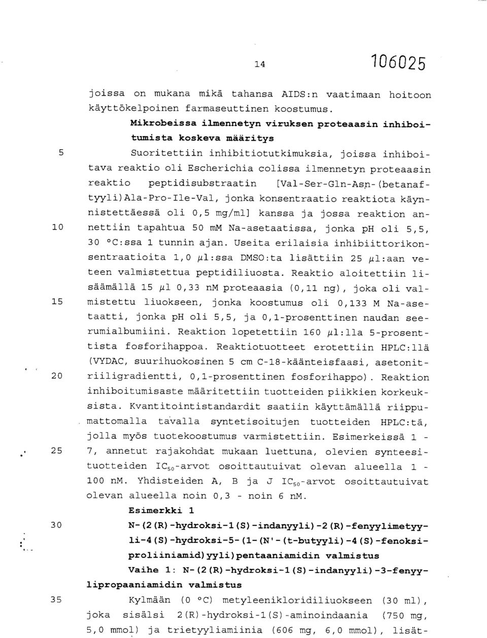 peptidisubstraatin [Val-Ser-Gln-Asn-(betanaftyyli)Ala-Pro-Ile-Val, jonka konsentraatio reaktiota käynnistettäessä oli 0,5 mg/ml] kanssa ja jossa reaktion an- 10 nettiin tapahtua 50 mm Na-asetaatissa,