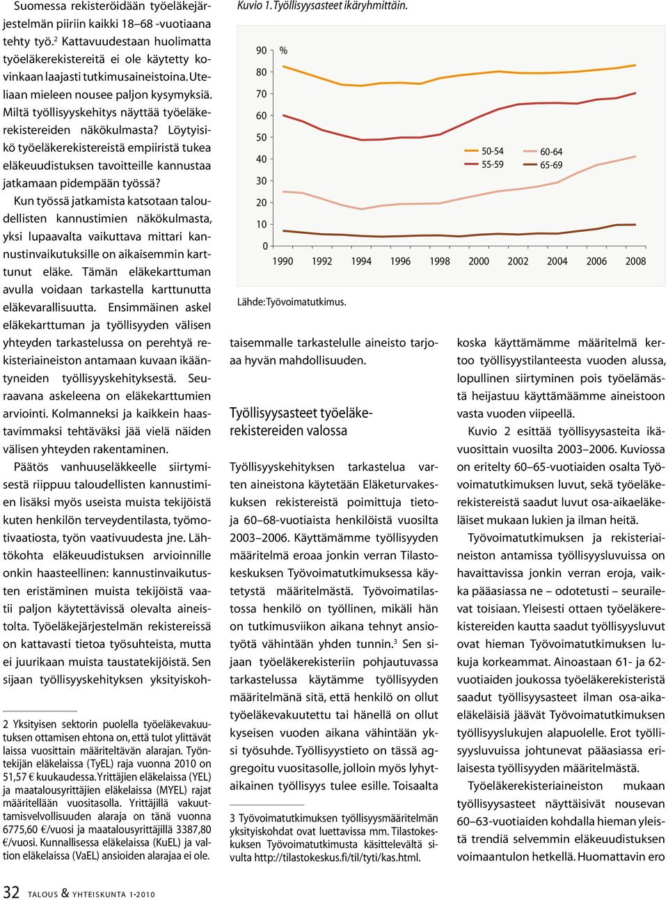 Löytyisikö työeläkerekistereistä empiiristä tukea eläkeuudistuksen tavoitteille kannustaa jatkamaan pidempään työssä?