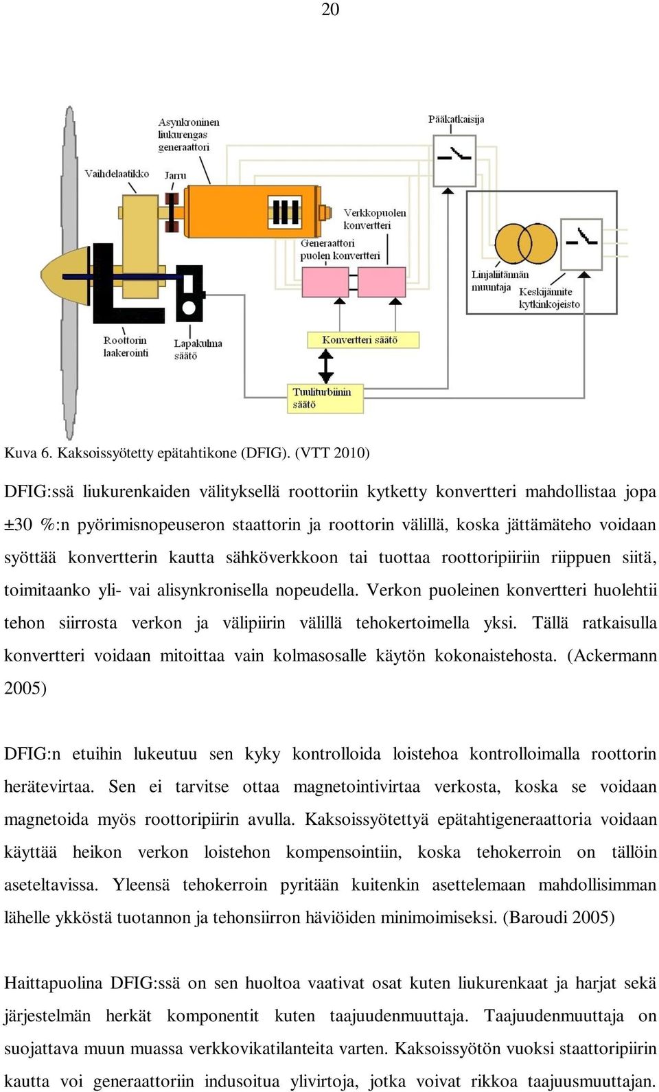 konvertterin kautta sähköverkkoon tai tuottaa roottoripiiriin riippuen siitä, toimitaanko yli- vai alisynkronisella nopeudella.